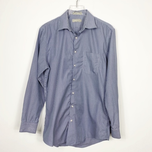 Nordstrom Blue/White Pinstripe Button Down Shirt - Picture 2 of 8